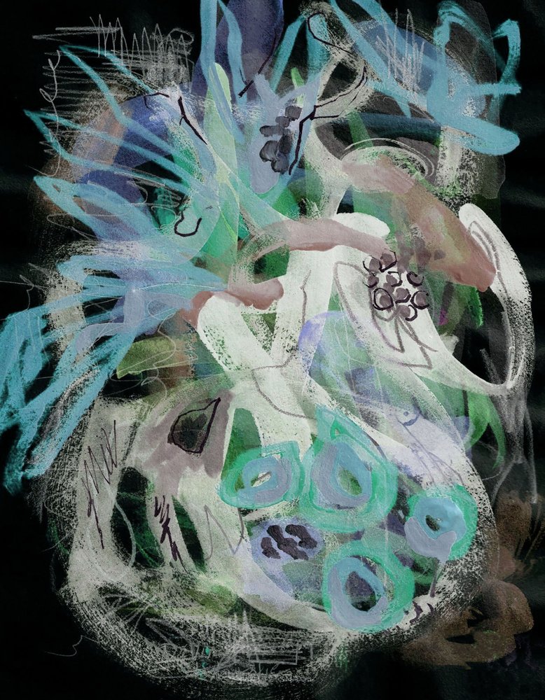 Abstrakt stimmungsvolles blaues dunkles Hintergrund von Lori Ann Folz