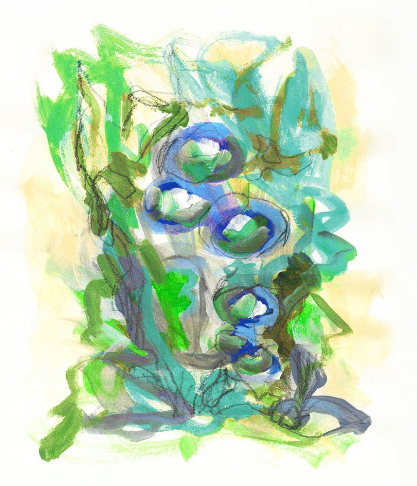 Grün Blaue Blüten von Lori Ann Folz