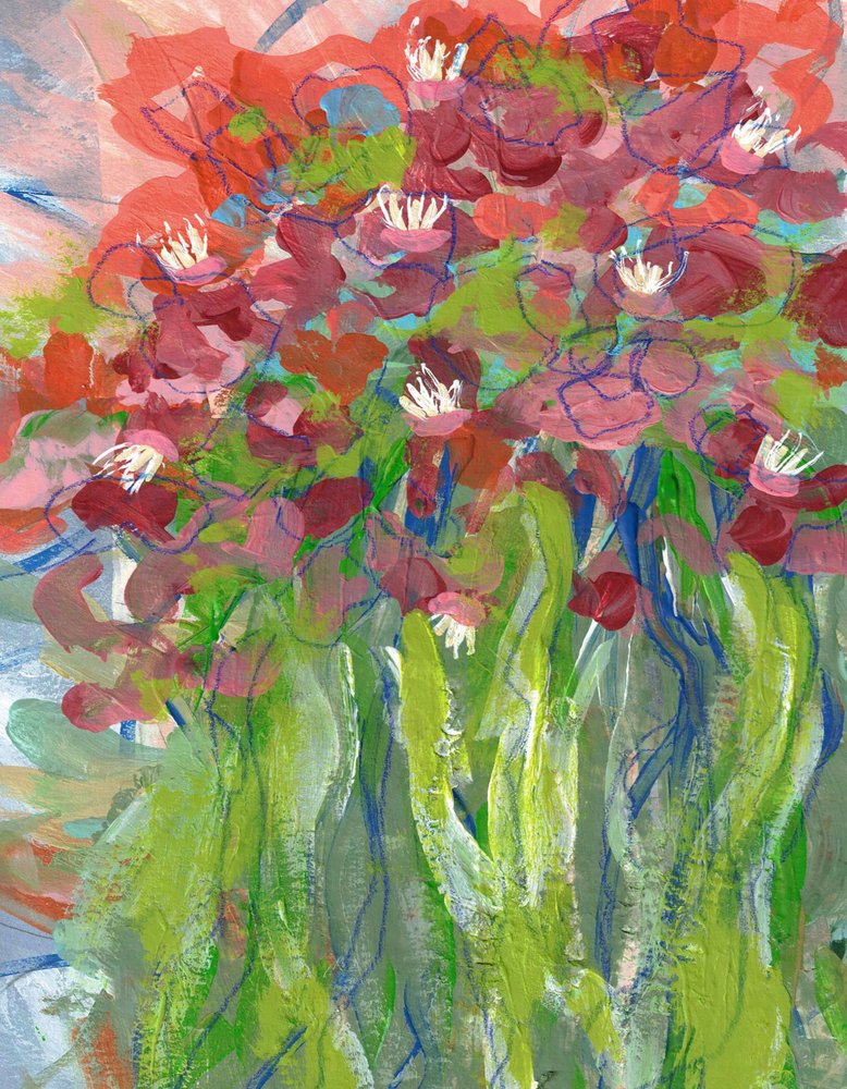 Lebendiges florales Abstrakt von Lori Ann Folz