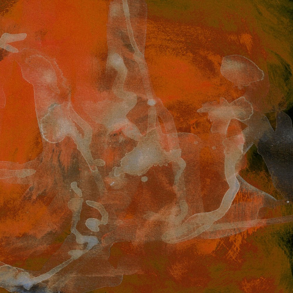 Lebhafter orangefarbener abstrakter Fluss von Lori Ann Folz