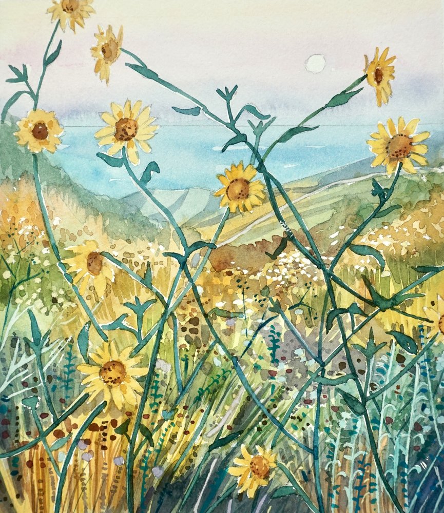 Sonnige Wildblumen Ozeanblick von Luisa Millicent