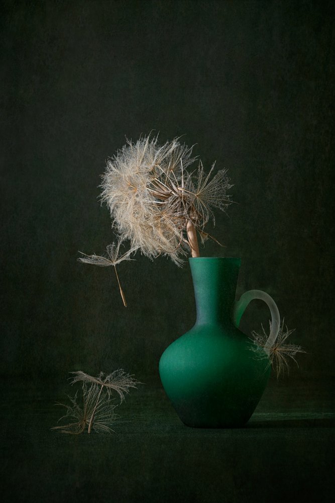 Löwenzahnsamen Grüner Vase von Lydia Jacobs