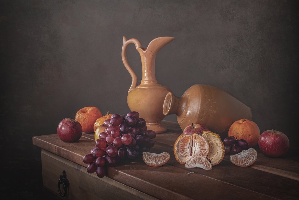 Rustikales Früchte-Stillleben von Margareth Perfoncio