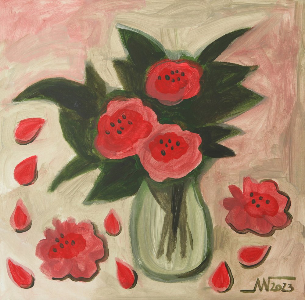 Abstrakte rote Blumen von Marina Gorkaeva