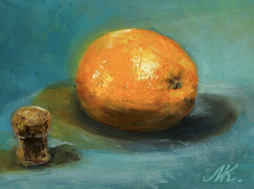 Orange und Kork Stillleben von Marina Kozyr