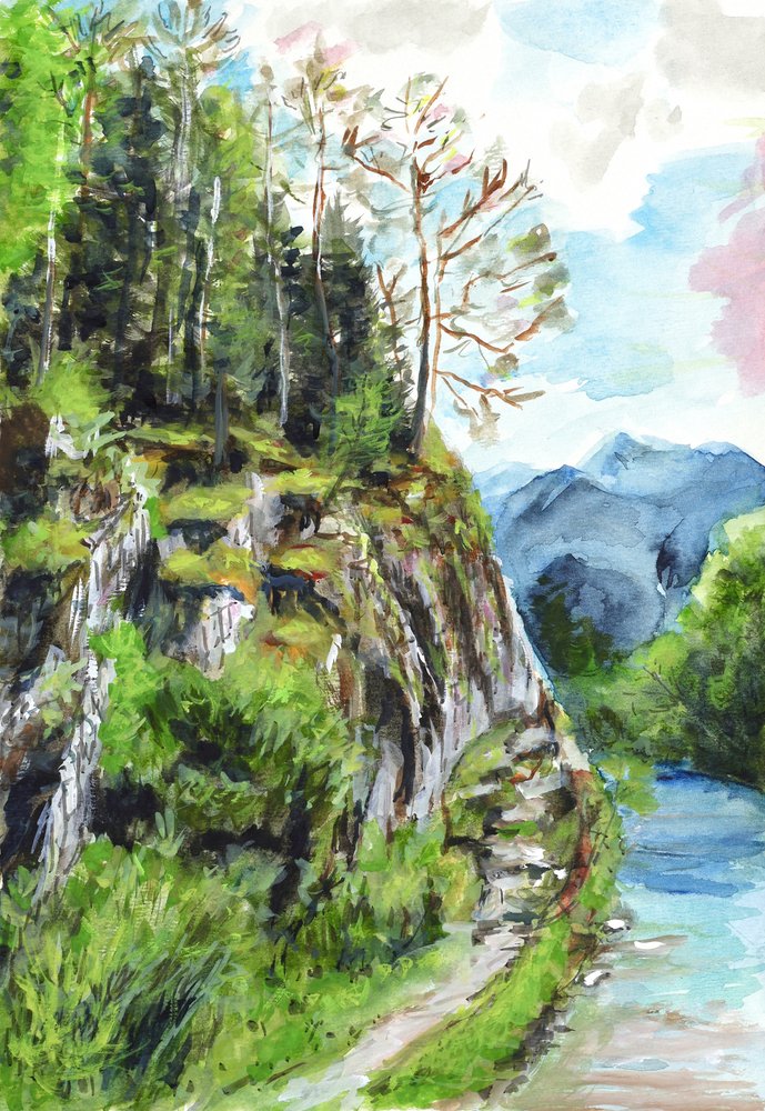 Gelassene Bergfluss Szene von Marina Kozyr