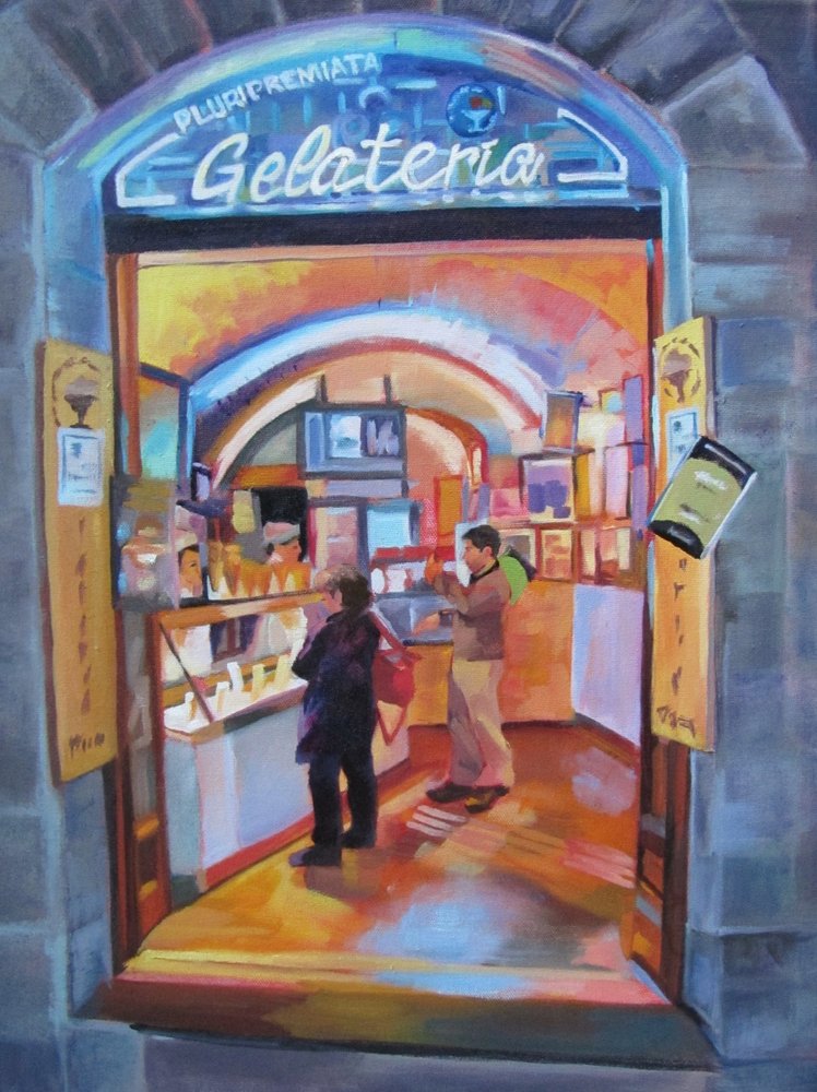 Bunter Gelateria-Eingang von Maxine Shore