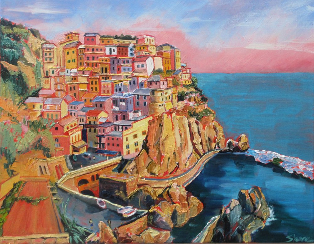 Buntes Italienisches Küstendorf von Maxine Shore