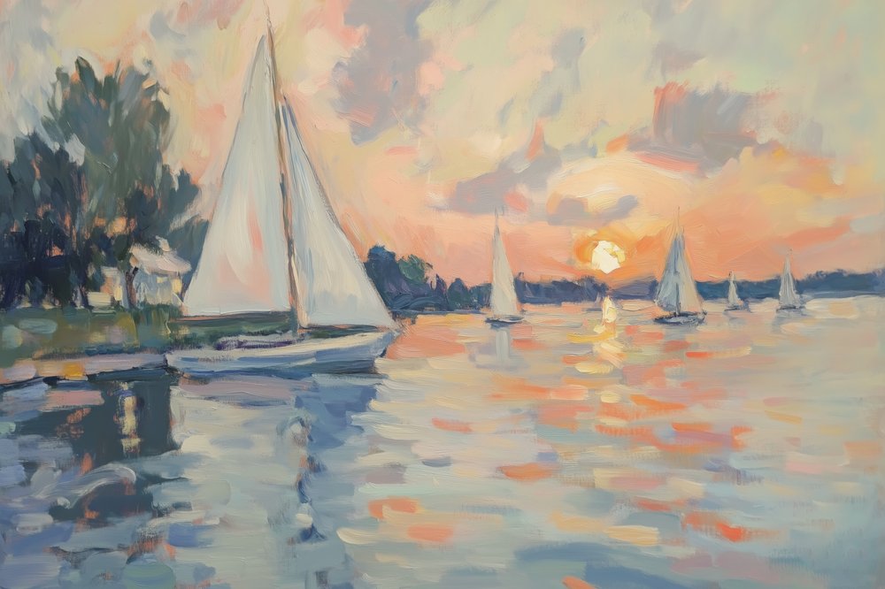Friedliche Sonnenuntergangssegelboote von Melloi Art Prints