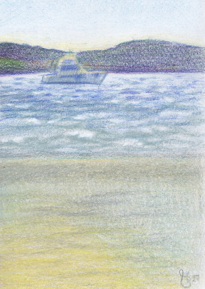 Friedliches Strandboot von Mirjam Schrei