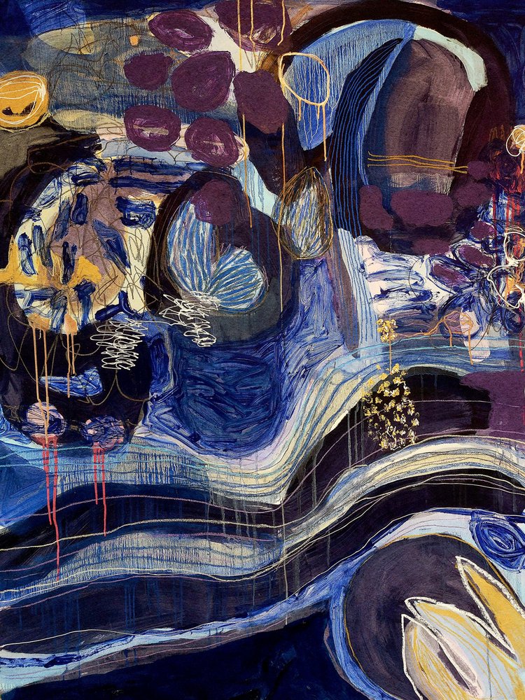 Tiefblaue abstrakte Wirbel von Monika Riethmueller