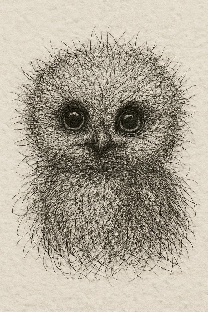 Niedliche flauschige Baby-Eule von Natalie Bruns