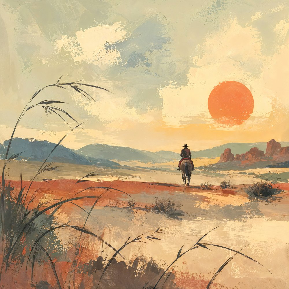 Wüstenreiter bei Sonnenuntergang von Natalie Bruns
