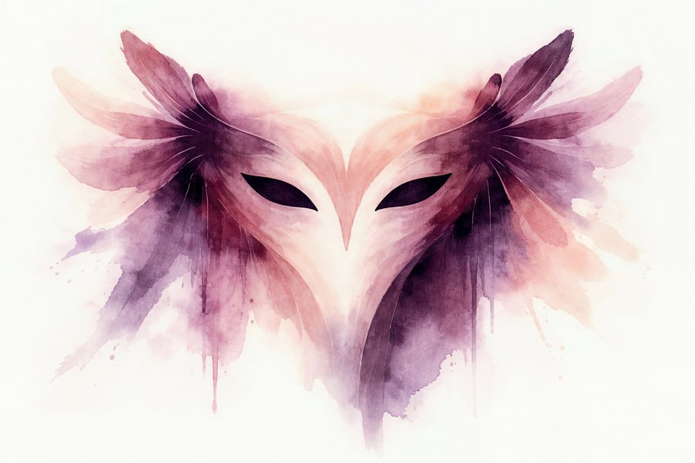 Ätherische Aquarell Eulenmaske von Natalie Bruns
