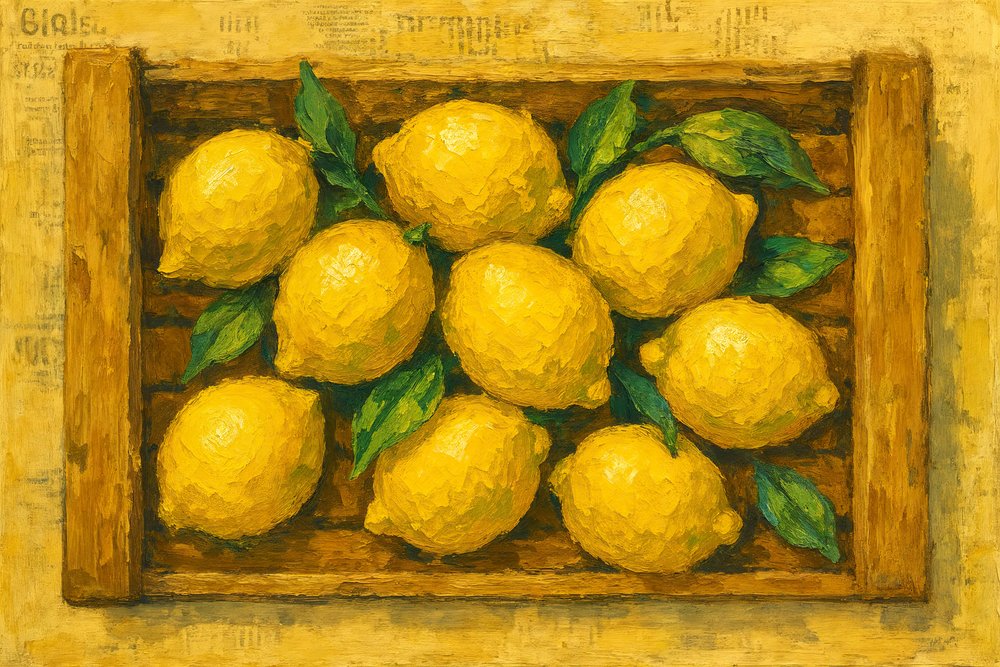 Frische Zitronen in Kiste von Natalie Bruns