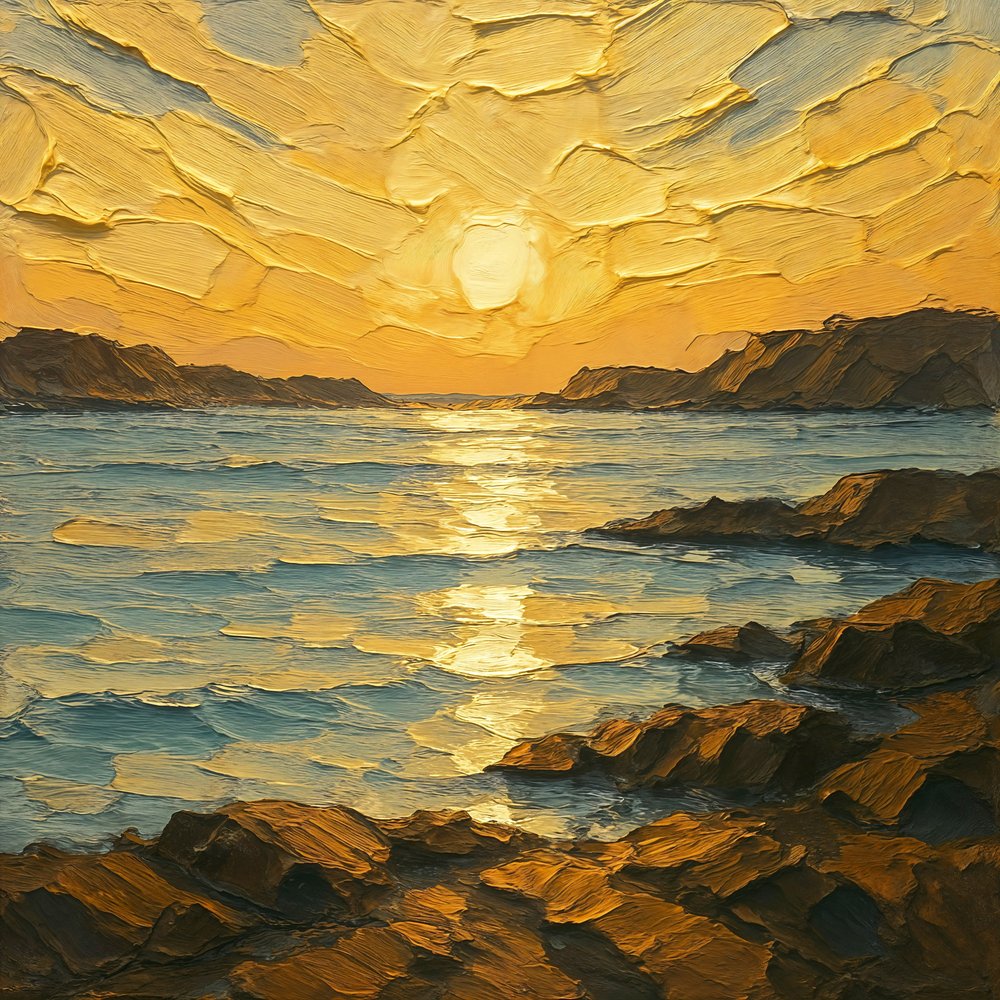 Goldener Ozean-Sonnenuntergang von Natalie Bruns