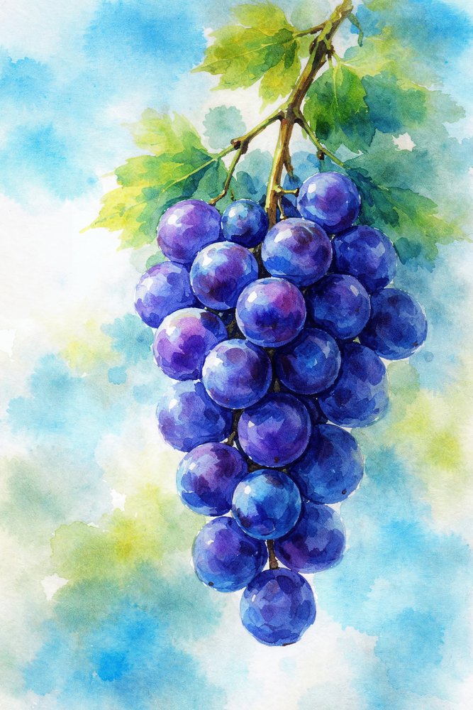 Lila Trauben Aquarell von Natalie Bruns