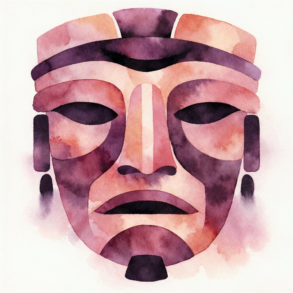 Aquarell Stammesmaske von Natalie Bruns