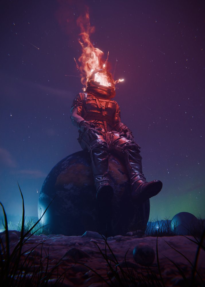 Flammender Astronautensterne von Nicebleed