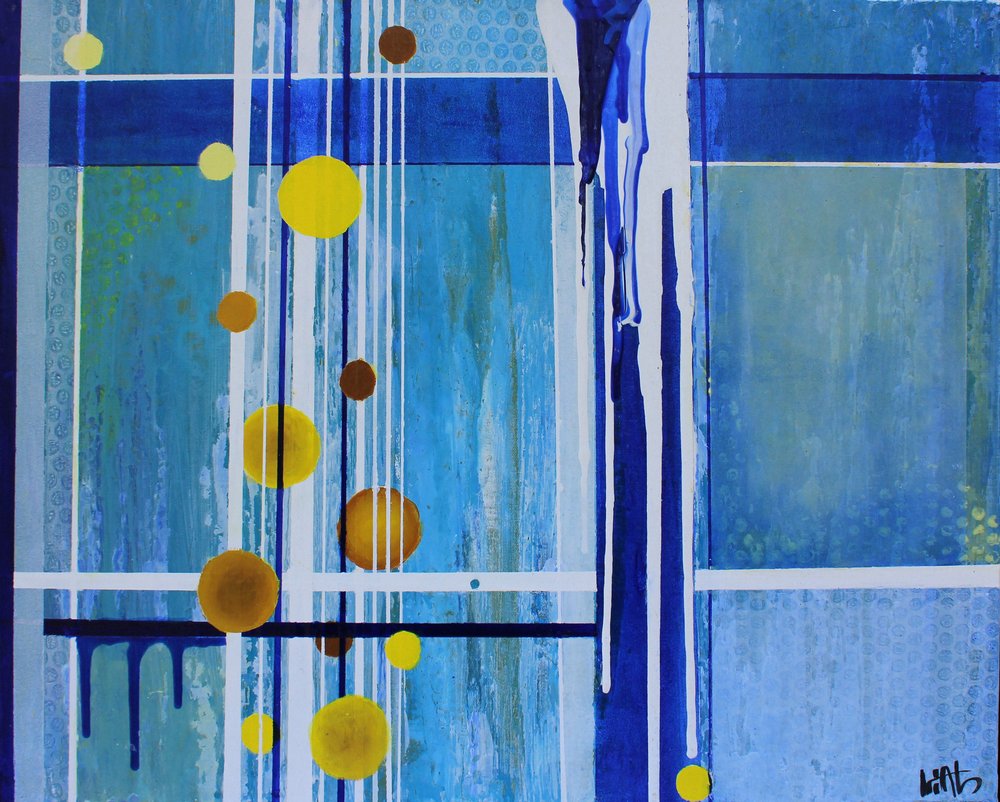 Abstrakter Blau Gelber Fluss von Nicolas Alsterdal