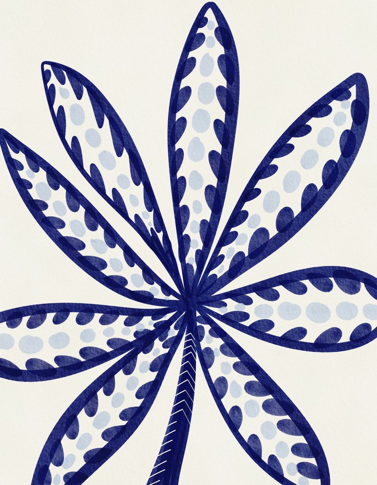 Blaues Tropisches Blatt von Nikita Jariwala
