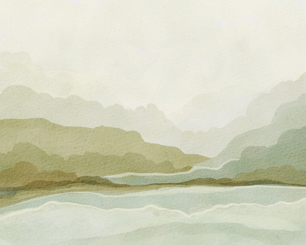 Aquarell-Bergtal von Nikita Jariwala
