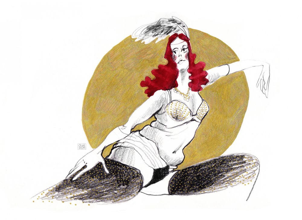 Glamouröse Burlesque-Tänzerin von Olga Skomorokhova