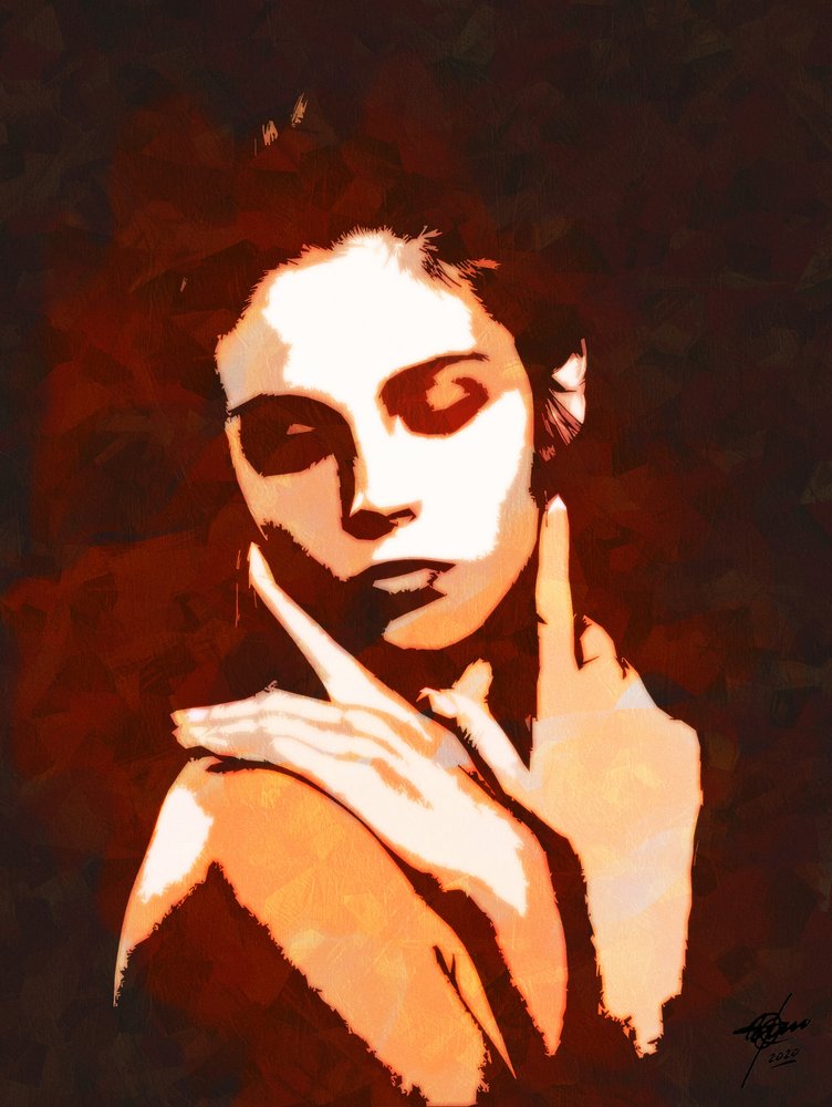 Stimmungsvolle Orange Frau von Osvaldo Russo