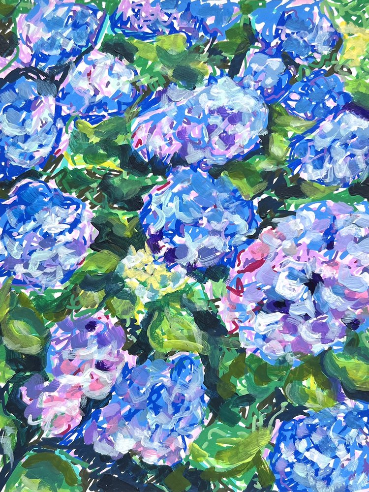 Bunte Hortensienblüten von Pauline Wegman | Key and Sea Creative
