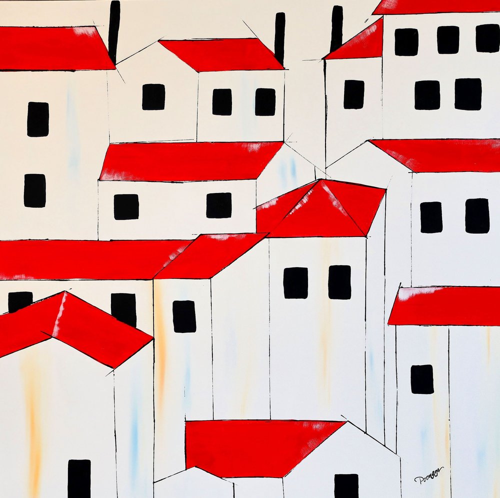 Rotes Dach Dorf von Poonam Choudhary