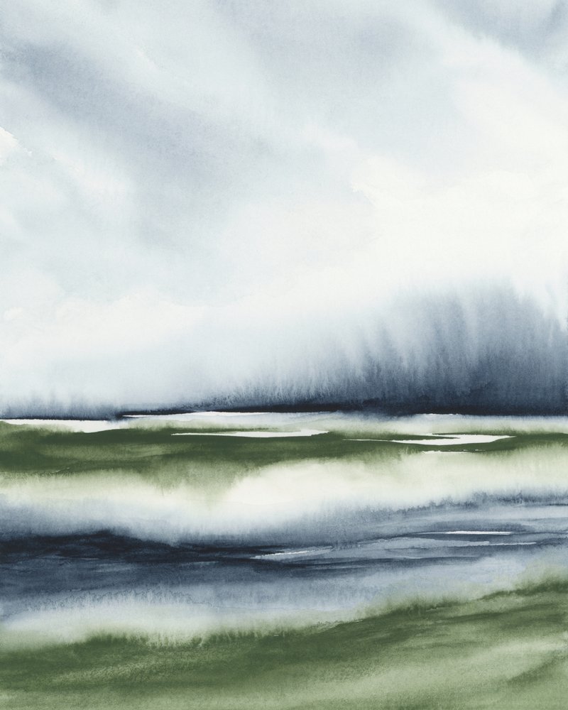 Neblige grüne Landschaft von Rachel Elise