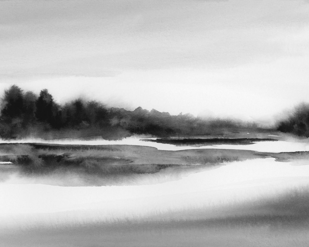 Serene neblige Landschaft von Rachel Elise