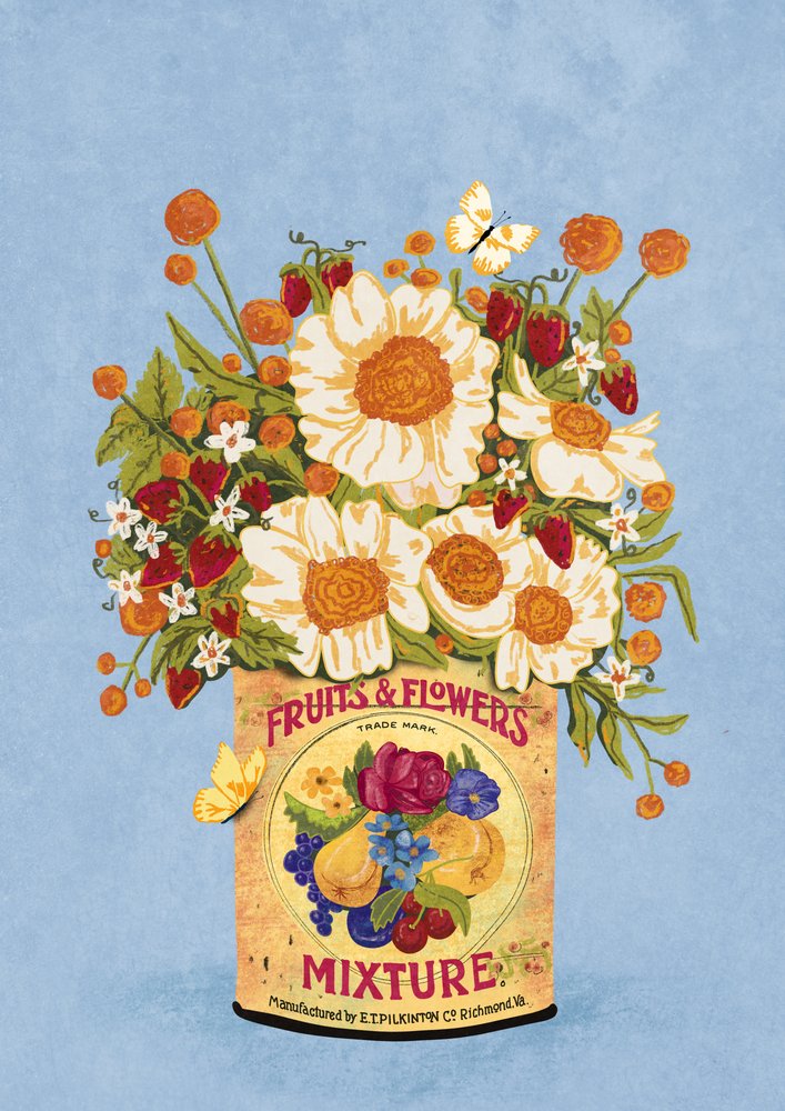 Blumen in einer Vintage-Teedose von Raissa Oltmanns