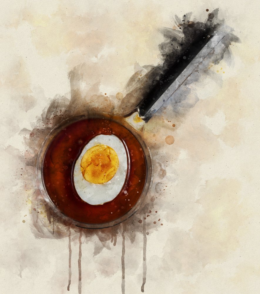 Aquarell Ei-Curry von Razvan Bulus