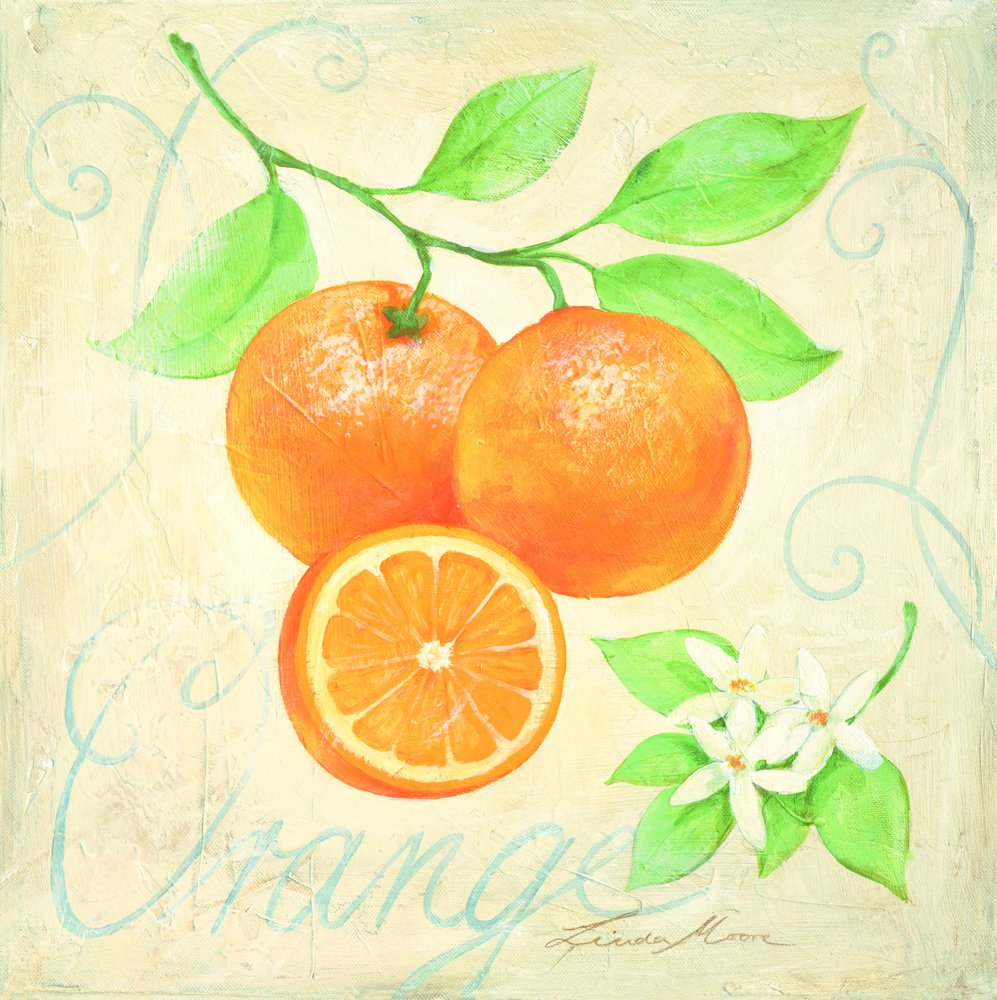 Frische Orangen und Blüten von Renate Holzner