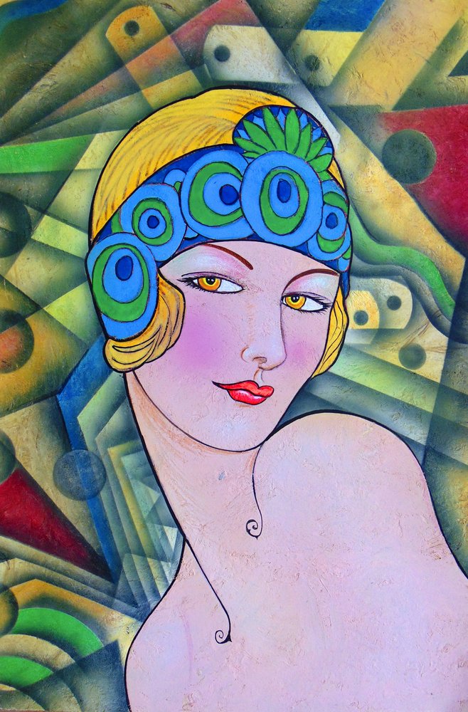 Art Deco Flapper-Porträt von Ricardo Maya