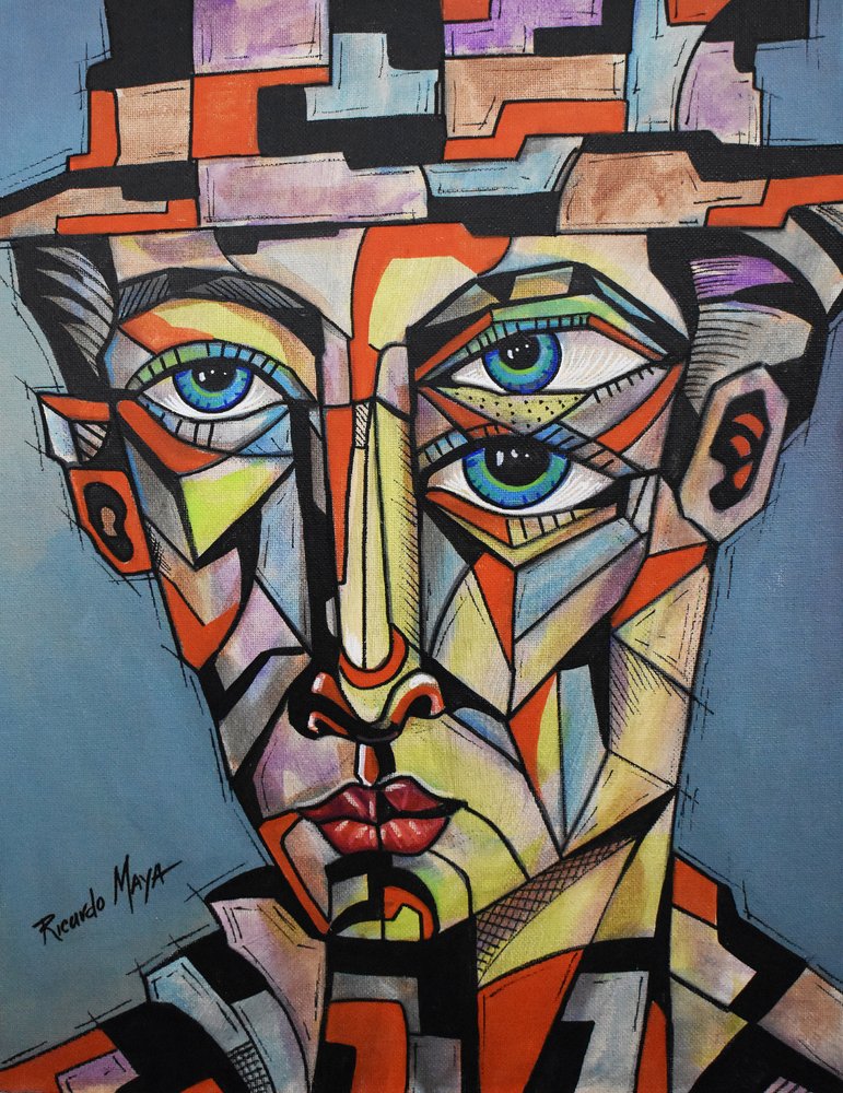 Geometrischer Mann mit Drei Augen von Ricardo Maya