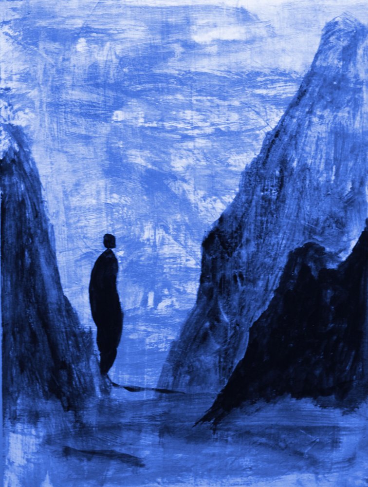Einsame Gestalt blaue Berge von RodMacIver