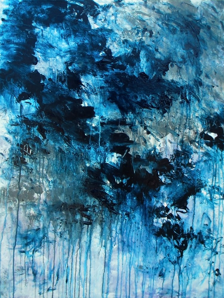 Dynamische blaue Abstraktion von Ron Halfant
