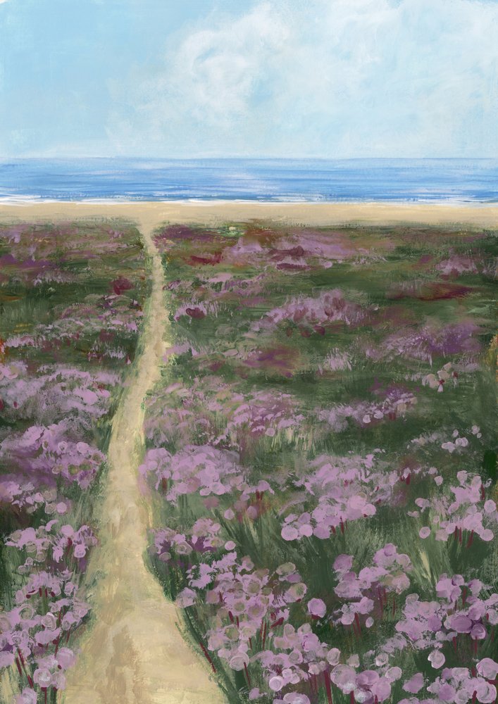 Lila Blumen am Strandweg von Rosana Laiz Blursbyai