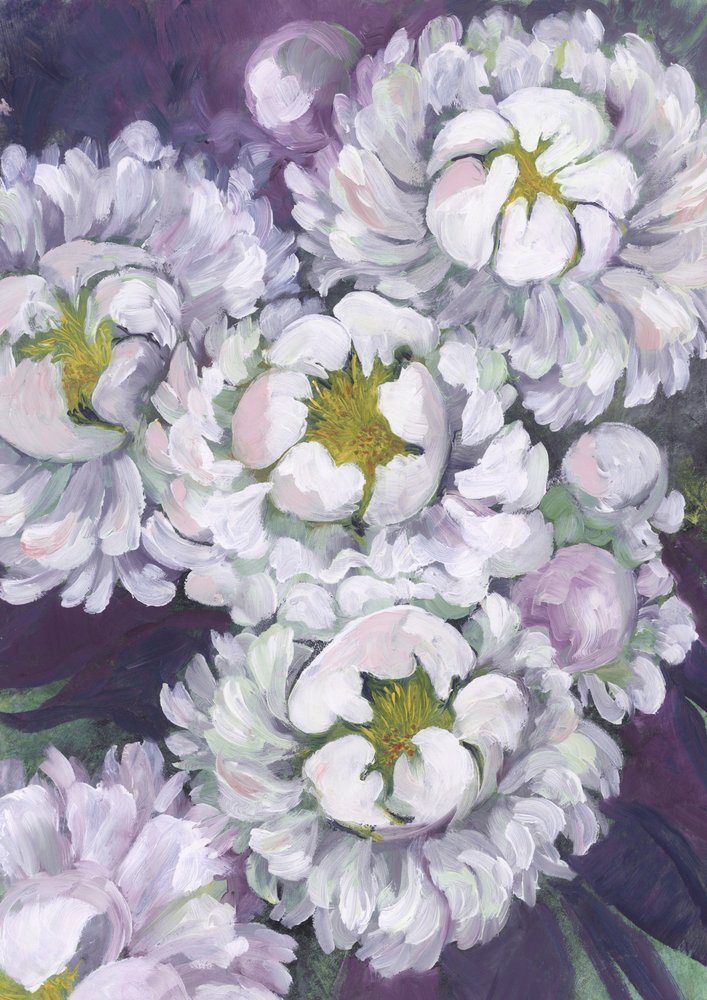 Weiße Pfingstrosenblüten von Rosana Laiz Blursbyai
