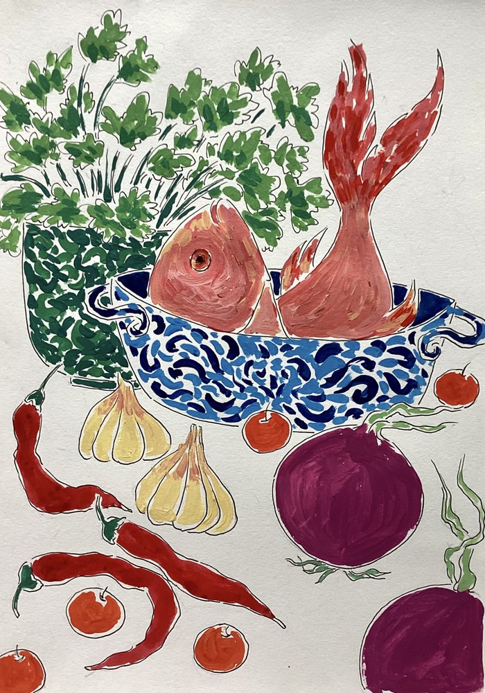 Frischer Fisch und Gemüse von Rushati Chowdhury
