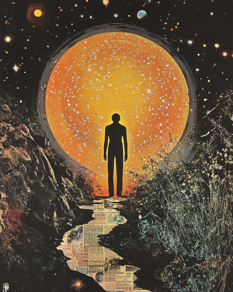 Figur Vor Kosmischem Portal von Samantha Hearn