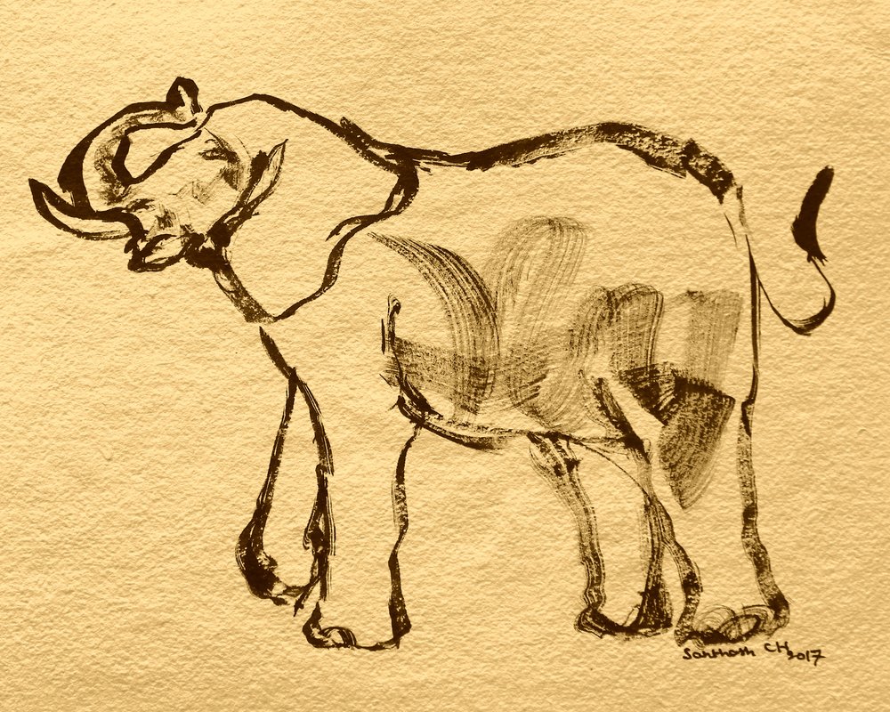 Ausdrucksstarke Elefant Zeichnung von Santhosh ch