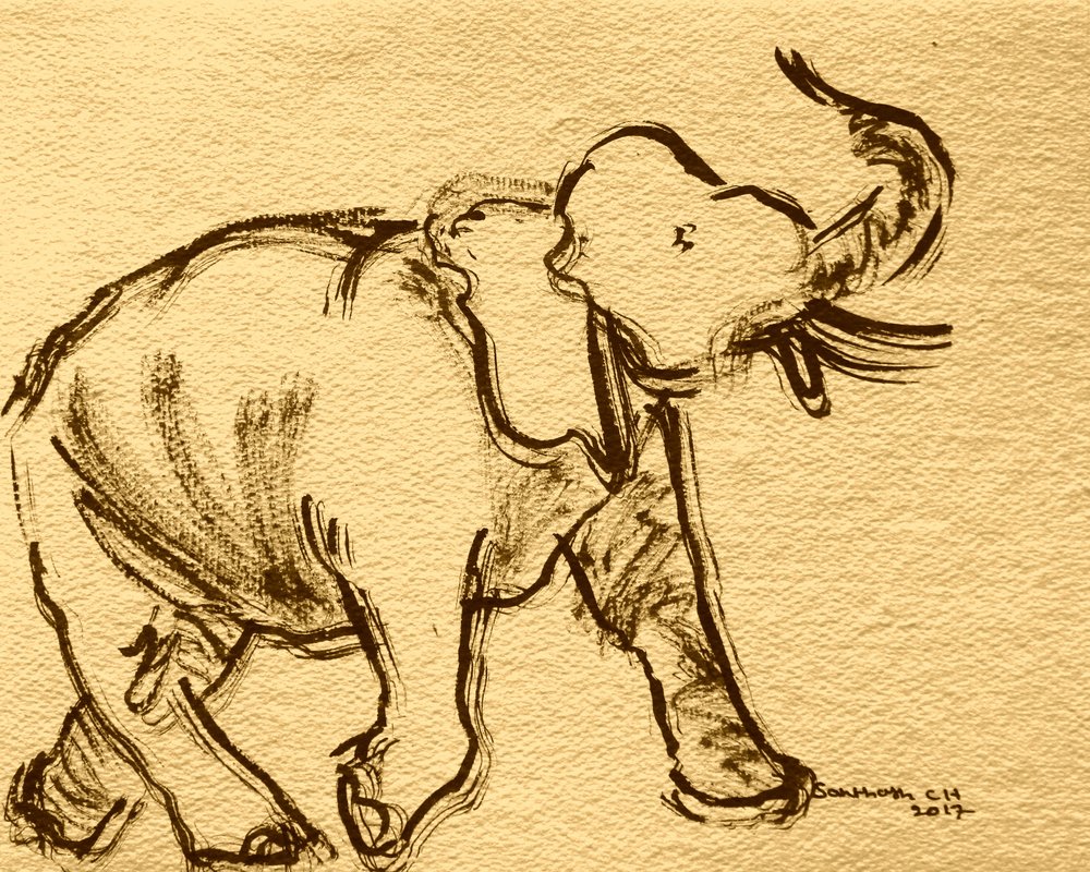 Ausdrucksstarke Elefant Skizze von Santhosh ch