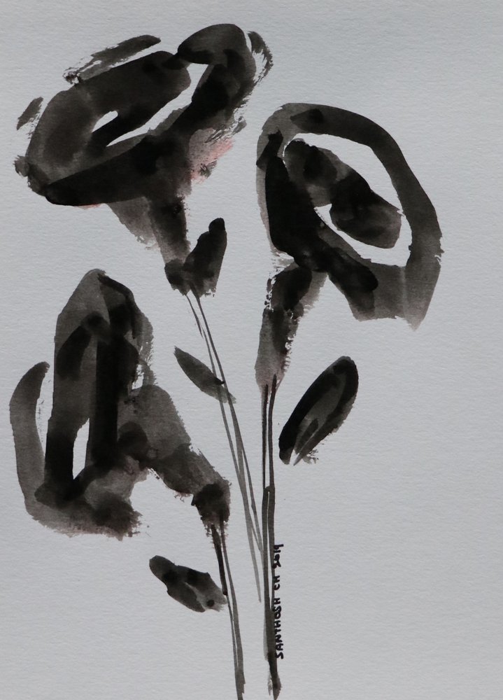 Minimalistische Tintenblumen von Santhosh ch