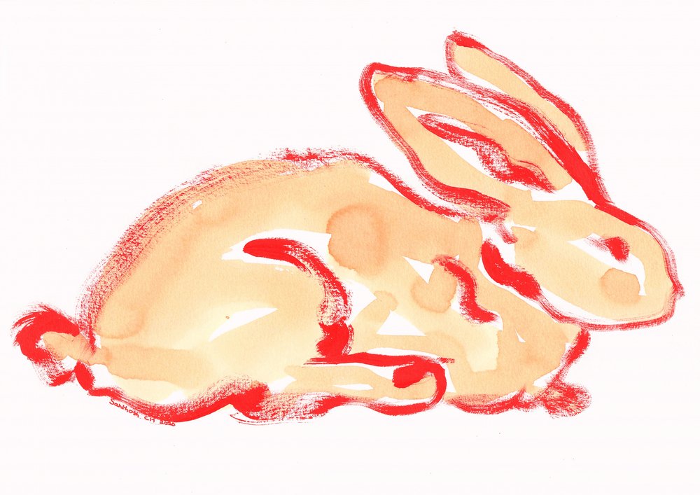 Oranger Aquarellhase von Santhosh ch