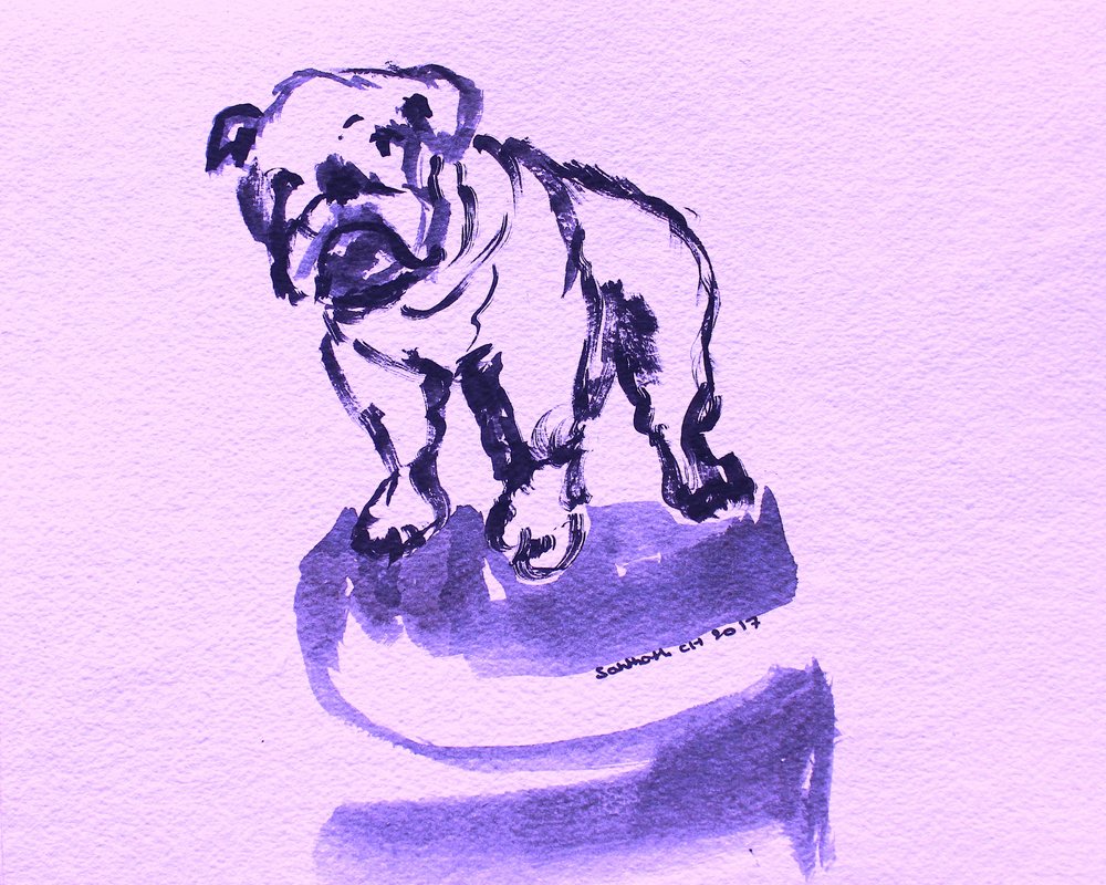 Lila Bulldogge Skizze von Santhosh ch