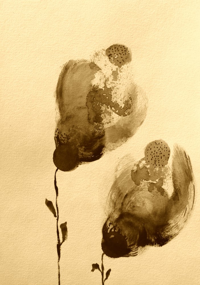 Sepia Abstrakte Blumen von Santhosh ch