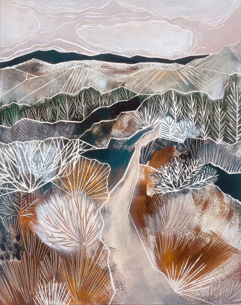 Erdiges abstraktes Landschaftsbild von Sarah Fitzgerald